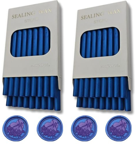 Ioggtser 40 PCS Mini Glue Gun Wax Seal Stick for Stamp, Wedding Invitations, Cards, Envelopes (Sea Blue)