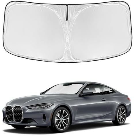 Parasol para parabrisas de BMW Serie 4 2021-2025, 4 capas de parasol para ventanas delanteras, ajuste personalizado, visera solar 240T retráctil, bloquea los rayos UV, accesorios de coche