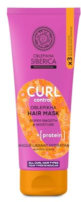 Natura Siberica Curl Control Hairmask 200 ml – Protein Haarmaske für lockiges & welliges Haar, definiert & hydratisiert Locken, Anti‑Frizz & Elastizität mit Oblepikha‑Beeren, intensive Pflege