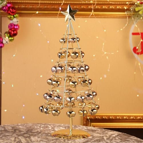 XLDZ Elegante albero di Natale artificiale in ferro battuto: per decorazioni natalizie, feste di Capodanno e riunioni festive (oro)