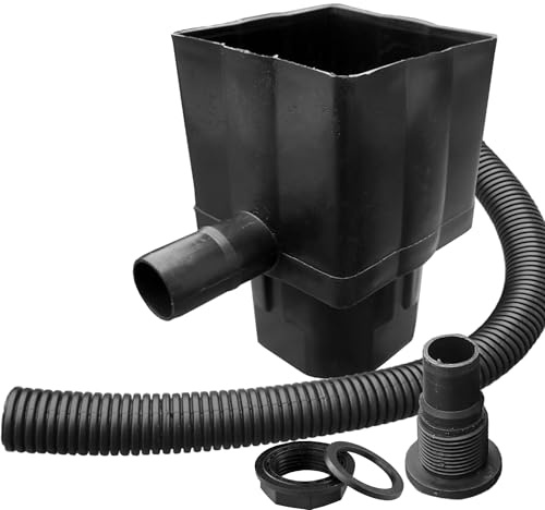 KetoBarrow Water Butt Downpipe Connector Kit Waterbutt Filler Kit Fits Both Round & Square Downpipes - Connect Downpipe to Water Butt with 2 Metre Connector Hose