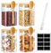 Dyserbuy 4 Pack Glass Jars with Lids, 530ml Glass Storage Jar with Spoons, Mason Overnight Oats Jars for Coffee, Tea, Sugar, Spice and Salt