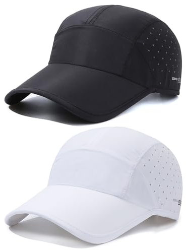 TAGVO Baseball Cap Herren Damen, 2 Stück UV-Schutz Lässige Trocknend und Atmungsaktiv Verstellbare Baseballmütze, Leichte Faltbare läuft Sport Cap für Draußen Tennis, Golf, Angeln, Reisen, Wandern