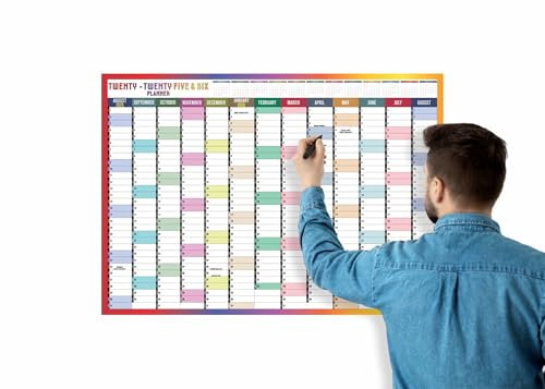 2025 2026 Wall Planner A1 Mid Year Academic Calendar Annual Study Chart Large Yearly Planner Aug to Aug Full Academic Year Planning Organizer School Office Work Poster 59.4x84.1cm(Folded)(1Pc)