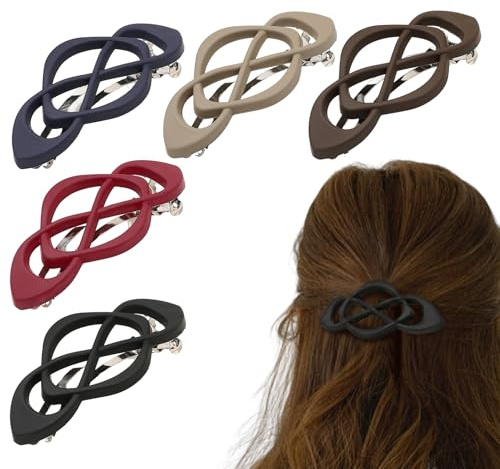 5 Pieces French Style Lay Flat Hair Clips Hollow Curved Strong Hold Solid Colour Claw Clips for Fine Thick Hair Versatile Lay Down Barrettes for Ladies Hairs Accessories