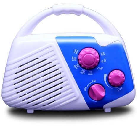 Radio para Ducha - Radio Impermeable - Receptor Am/FM a Pilas con Asa, Sonido Estéreo y Portátil para Casa, Ducha, Pesca, Senderismo y Camping