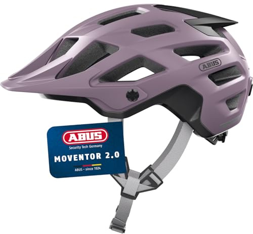 ABUS MTB-Helm Moventor 2.0, Lila, S | Fahrradhelm mit Verstellsystem, höhenverstellbarer Schirm, Zopf-Öffnung, Steckverschluss