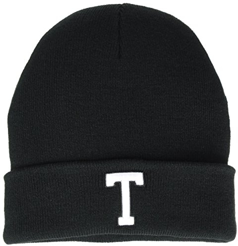MasterDis Letter Cuff Knit Beanie, Schwarz, One Size
