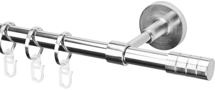 Ventanara® Gardinenstange 280 cm 1 läufig 16 mm mit Endstücken Zylinder inklusive 28 Ringen Wand und Deckenmontage