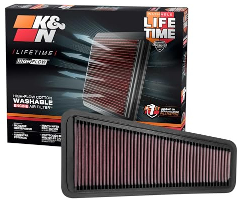 K&N High-Flow Original Lifetime Engine Air Filter: Increase Power: Premium, Washable: Compatible with 2002-2020 TOYOTA: 4Runner, Tacoma, Tundra, FJ, Hilux, Land Cruiser, 33-2281