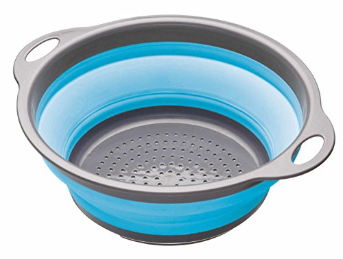 KitchenCraft CWGCOLBLU Colourworks 2.8 L Collapsible Colander, 24 cm - Blue