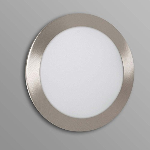 Maxkomfort LED Panel Einbaustrahler Flach Edelstahl-Optik | 18W warmweiß rund | Spot Einbauspot Deckenleuchte Deckenlampe Lampe Leuchte