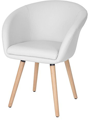 Mendler Esszimmerstuhl Malmö T633, Stuhl Küchenstuhl, Retro 50er Jahre Design - Kunstleder, weiß