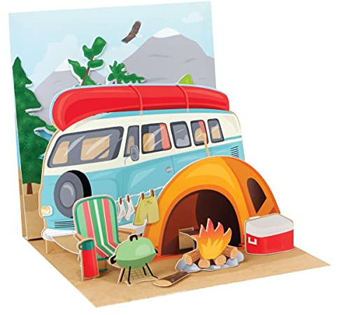 PopShots Studios Pop Up 3D Karte Geburtstag Grußkarte Zelt Camping Natur 13x13cm