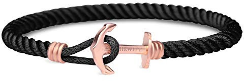 PAUL HEWITT Bracciale donna in nylon PHREP Lite - Braccialetto donna in nylon (nero) Bracciali donna in acciaio inossidabile (oro rosato)