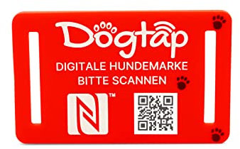 Dogtap Light Big, digitale Hundemarke für mittlere bis große Hunde, mit NFC-Chip und QR Code für Kontaktdaten und Steckbrief, aus Silikon, wasserfest, flexibel, 67 x 40 mm