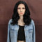 Style Icon Perücke mit Filmansatz 44cm Lace Front Wigs Curly Wellige Perücken für Frauen Mittelscheitel Kunstfaser synthetische Faser 130% Dichte (Schwarz)