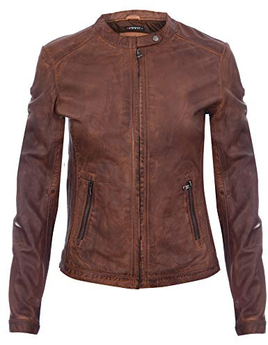 Infinity Leather Damen Bräunen Jahrgang Brando 100% Leder Radfahrer Jacke