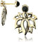 viva-adorno 1 Paar Doppel Ohrstecker Lotus Blüte Onyx 2 in 1 Ohrringe Messing gold Jacket Z540