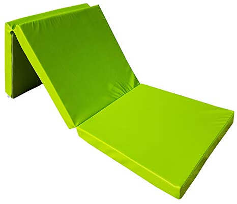 Natalia Spzoo Kunstleder Gymnastik Faltmatratze 195 x 65 x 8 cm mit Haltegriff (Grün)