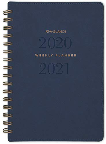 Akademischer Planer 2020–2021, AT-A-Blick, Wochen- und Monatsplaner, 14 x 21 cm, klein, Signature Collection, Marineblau (YP200A-20)