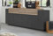 Dmora - Buffet Loris, Buffet de Cuisine 4 Portes, Buffet de Salon, 100% Made in Italy, 220x45h86 cm, Anthracite et Érable