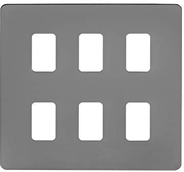 Soho Lighting Black Nickel Flat Plate 6 Gang Grid Switch Plate Screwless