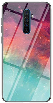 BRAND SET Carcasa para OPPO Realme X2 Pro Funda Protectora Transparente con Patrón Color Starry Sky Cubierta Trasera de Vidrio Templado + Borde de Silicona Case Antigolpes-CSXK