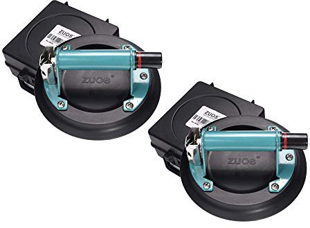 ZUOS Ventosa de vidrio de 8 pulgadas para elevación de granito y vidrio, elevador de vacío con mango de metal y bomba ABS, capacidad de carga de 550 libras (paquete de 2)