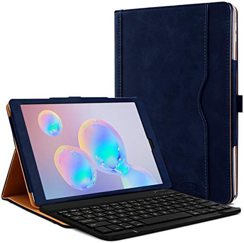 Étui Housse de Protection et Mode Support Horizontal Couleur Bleu Foncé avec Clavier Français Azerty Connection Bluetooth pour Tablette Samsung Galaxy Tab S6 10.5 SM-T860