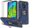 KANSi Funda Compatible con Xiaomi Redmi Note 9, Cristal Vidrio Templado [2 Piezas] Capa Anillo iman Soporte Hard PC y Silicona TPU Antigolpes Armor Carcasa para Redmi Note 9 - Azul
