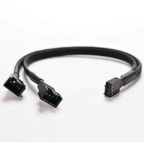Multibao 4 pin PWM Fan Y Splitter Black Sleeved Extension Cable Lead 26cm CPU GPU