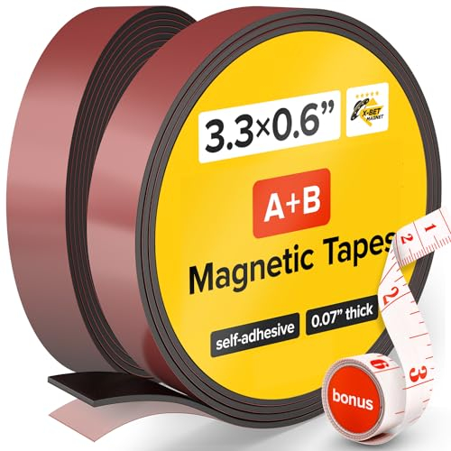 Cinta magnética A+B - 3,3 pies x 0,6 pulgadas x 0,07 pulgadas - Rollo de cinta magnética autoadhesiva con regla