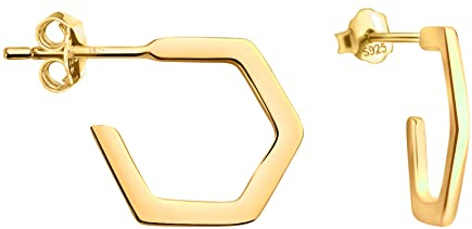 SOFIA MILANI - Damen Ohrringe 925 Silber - vergoldet/golden - Sechseck Hexagon Ohrstecker - E1150