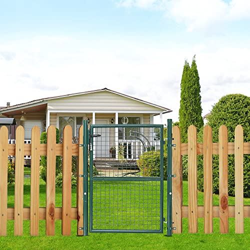 SWANEW Gartentür Grün Gartentor Hoftor Zauntür Tor Inkl. Schloss 100 x 100 cm Zauntor Garten Gartenpforte Gitterzaun