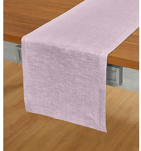 Solino Home Leinen-Tischläufer, 122 cm, 100 % reines Leinen, Chambray-Lavendel-Tischläufer, 35,6 x 122,9 cm, maschinenwaschbar, Esstischläufer für Valentinstag, Frühling, Feiertage, Athene