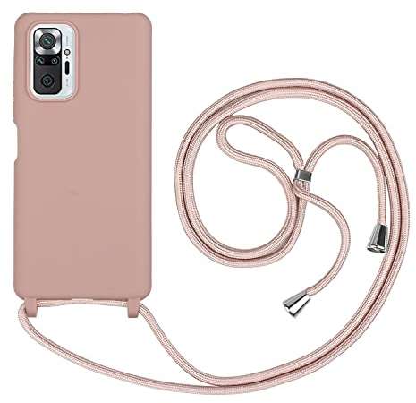 HFYiup Mevis Liquid Silikon Handykette Hülle für Xiaomi Redmi Note 10 Pro 6, 67'',Verstellbarer Halskette Silikon Handyhülle-Lotus Farbe