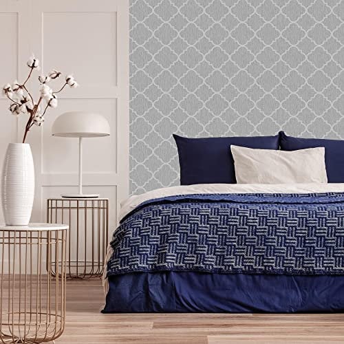 Super fresco Silk Sparkle Trellis Silver Wallpaper | Paste The Paper| Grey Trellis | Eco-Friendly (was £18.99)