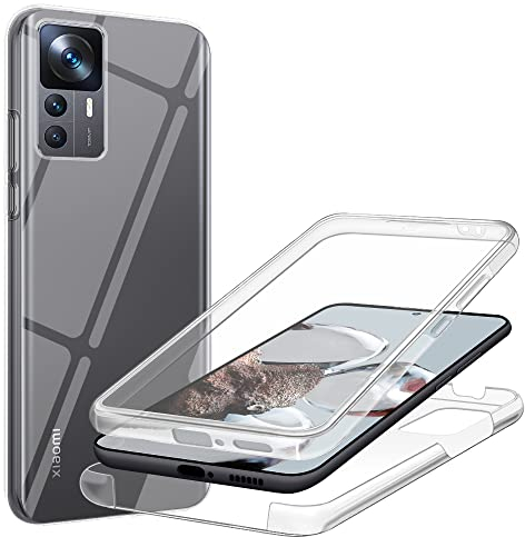 HSP 360 Grad Hülle für Xiaomi 12T / 12T Pro 5G [Vollschutz] Handyhülle | Case Schutzhülle Kratzfest Stoßfest Fallschutz | Kameraschutz Displayschutz | Passgenau Premium TPU und PC Verbund Transparent