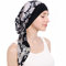 Kopftuch für Frauen Kopfbedeckung Damen Chemo Kopfbedeckung Im Voraus Gebunden Set Plissiert Headwrap Schals Gap Mütze Damen -Schwarz -3