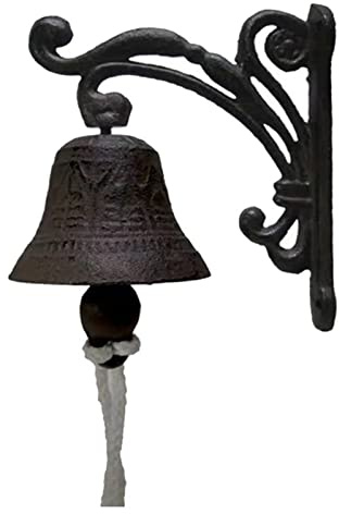 Fowybe Cast Iron Dinner Bell, Decorative Vintage Manually Shaking Doorbell, Outside Hanging Decor Or Indoor Decoration Wall Antique Farm And Front Gate Bell For Farmhouse Outside The House