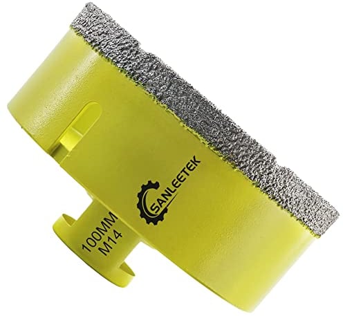 Foret Diamant Carrelage 100mm SANLEETEK Brasé Sous Vide Scie Cloche Diamant pour Céramique Porcelaine Marbre Granit Perçage à Sec M14 Filetage