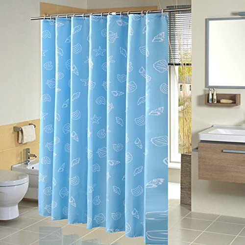 Gualiy Rideaux de Douche 200x220cm, Rideau Douche Conque et Coquilles Modèle Rideau de Douche Anti Moisissures Bleu Rideaux de Salle de Bain