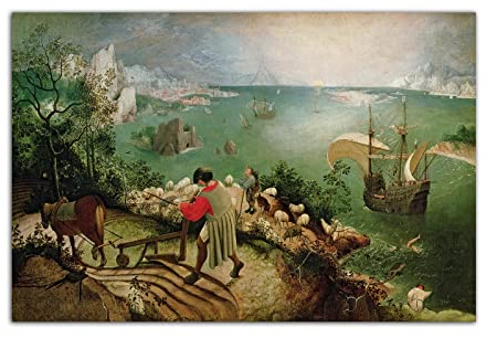 Bruegel Pieter Retro Poster Ikarus Herbst Landschaft Ölgemälde Poster Wand Kunst Bild Druck Leinwand Kunst Malerei Dekoration Wandbild (30x45cm-Ohne Rahmen)