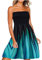 tsaChick Damen Strandkleider Schulterfrei Ärmelloses gerafft Rückseite Gesmokt Sommerkleid Off Shoulder Bandeau Boho Kleider Bikini Cover Up Strandponcho Midikleid Feder
