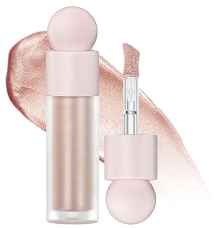Hocossy Liquid Highlighter Makeup, Natural Light Liquid Face Highlighter Bronzer Face Body Luminizer Smooth Waterproof Body Shimmering Liquid Luminizer Highly Pigmented Face Illuminator (rose gold)