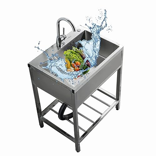 Waschbecken Outdoor Küche,Spüle mit Unterschrank,Ausgussbecken Edelstahl,Camping Waschbecken Spüle,Spültisch,mit 360 ° Drehbarer Wasserhahn,Und Drainage-Komponenten,Halterung,Für Restaurant ( Size : 5
