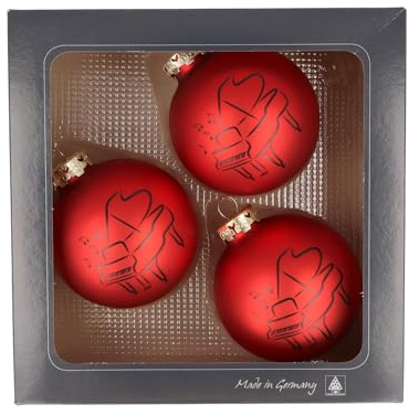 3er-Set Weihnachtskugeln mit Piano-Druck, Musik-Design, (Rot matt)