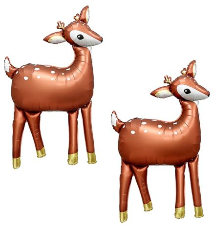Elch Ballon Rentier Luftballons Weihnachten Folienballon Happy New Year Deko 37x48 Zoll Geburtstag Luftballons Reh Waldtiere Folienballon Kindergeschenk Neujahr Silvester Party Dekoration 2 Stück