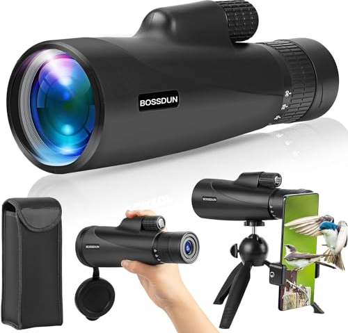 Telescopio Monocular Zoom, Telescopio Monocular de Alta Potencia para Smartphone con Trípode, Monocular HD para Adultos (Black)